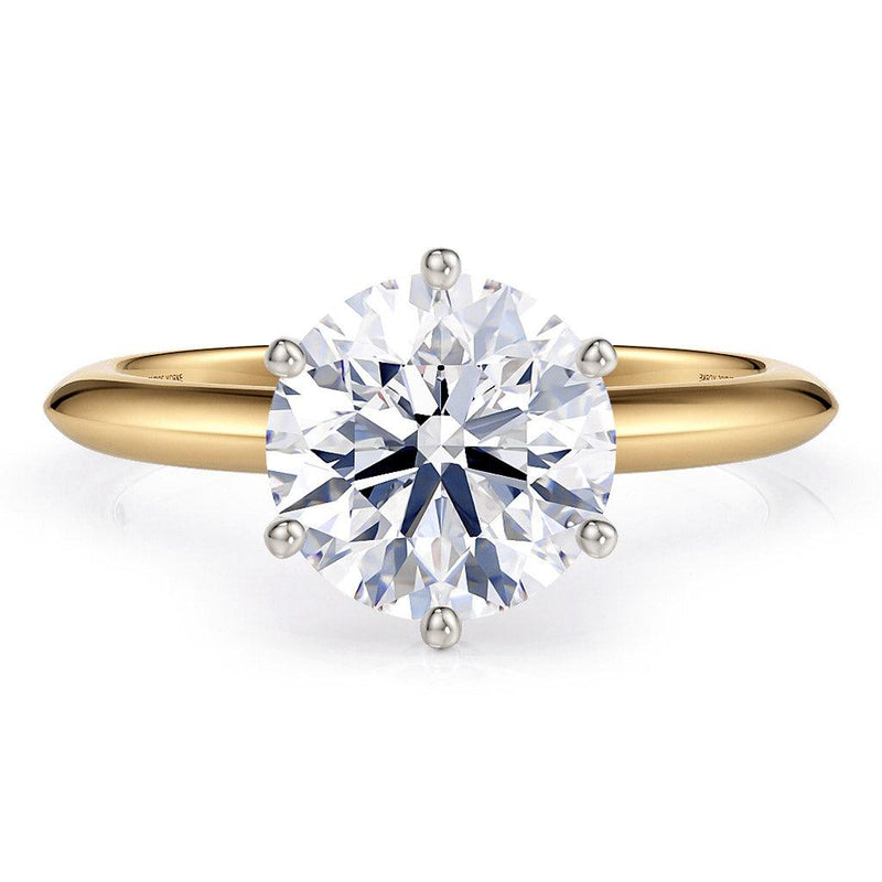 Love six claw solitaire engagement ring in 18ct yellow gold, top view