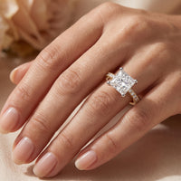 Lutece princess cut diamond ring - yellow gold