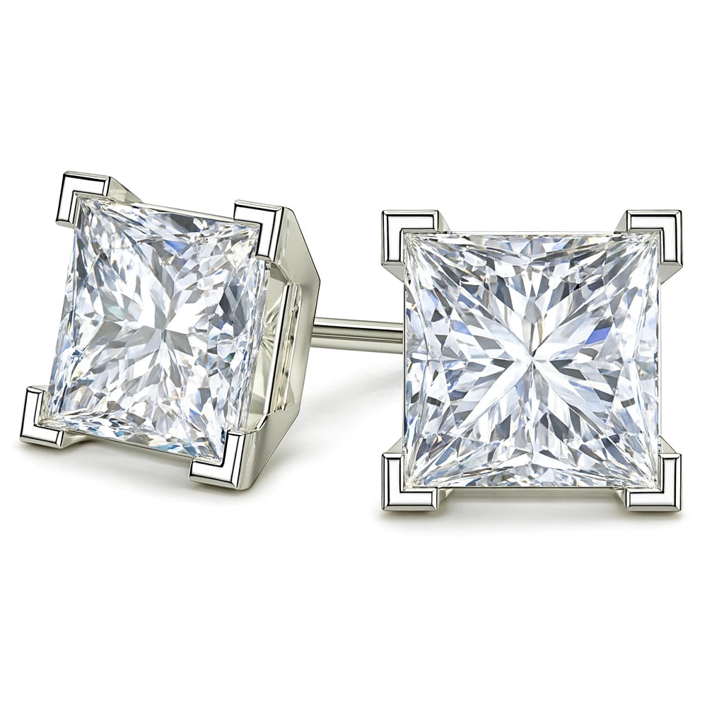 Madison - total 2.00 carat princess cut diamond ear studs