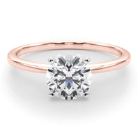 Maria solitaire setting in rose gold, front view showing the delicate rounded band