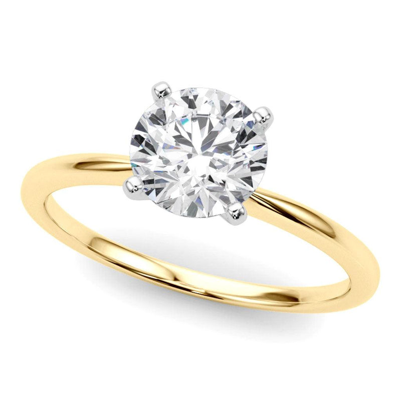 Maria solitaire setting in yellow gold, top view of the four claw head