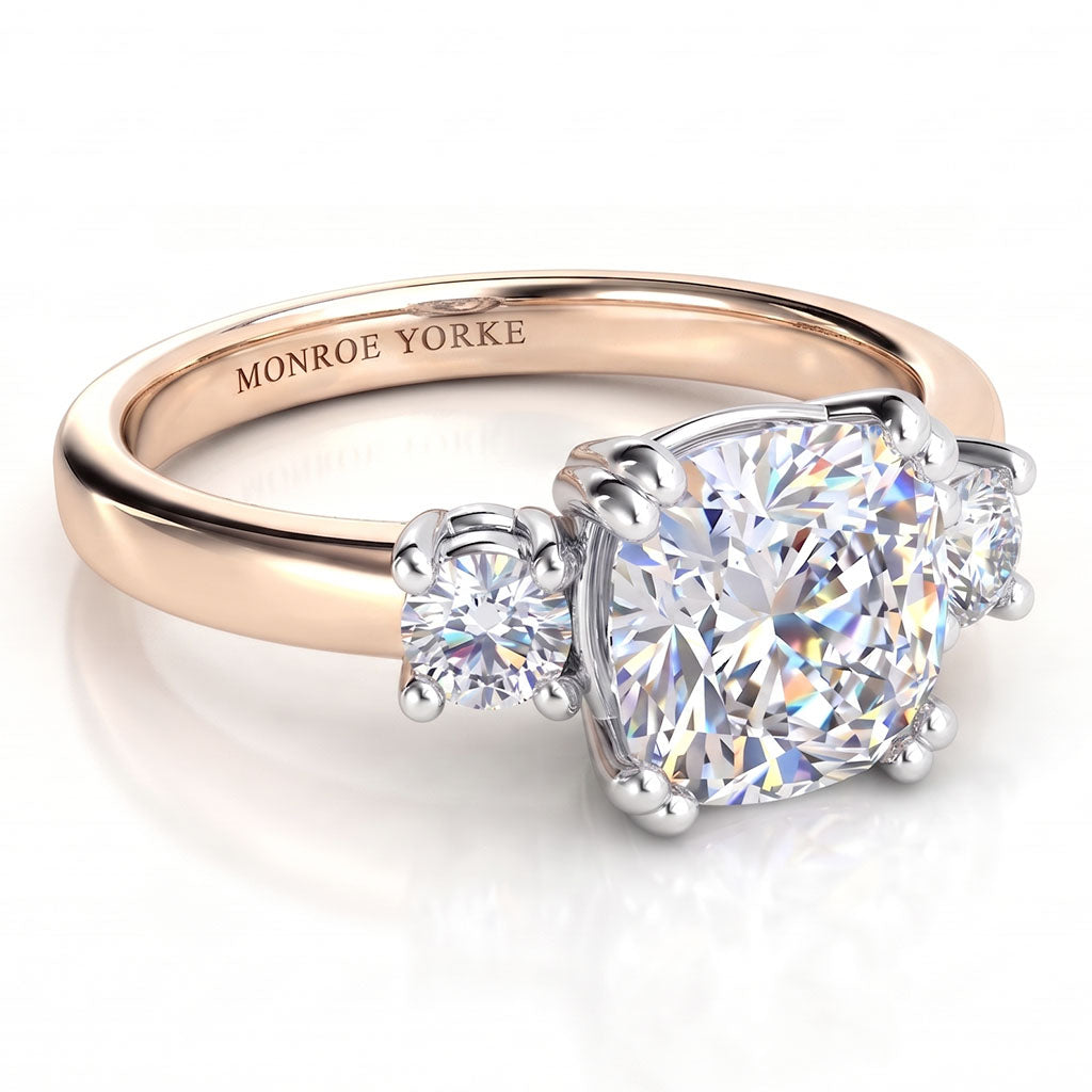 Meghan - Cushion Cut Three Stone Diamond Engagement Ring