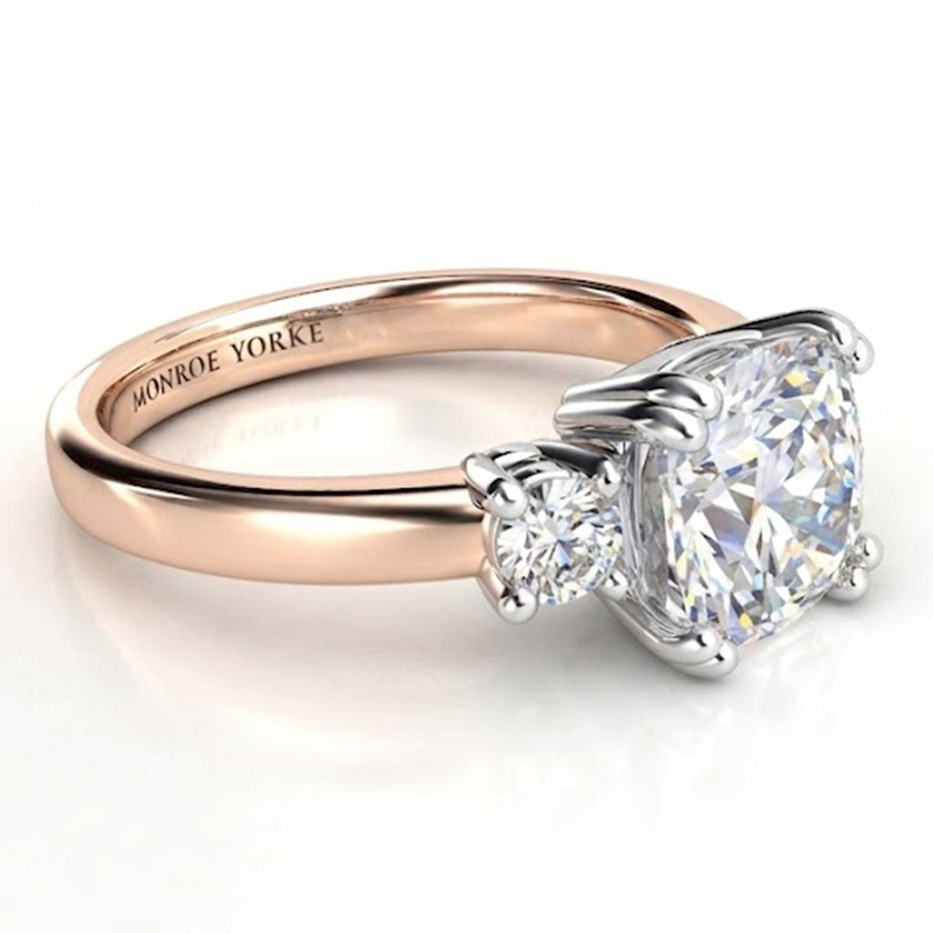 Meghan - Cushion Cut Three Stone Diamond Engagement Ring