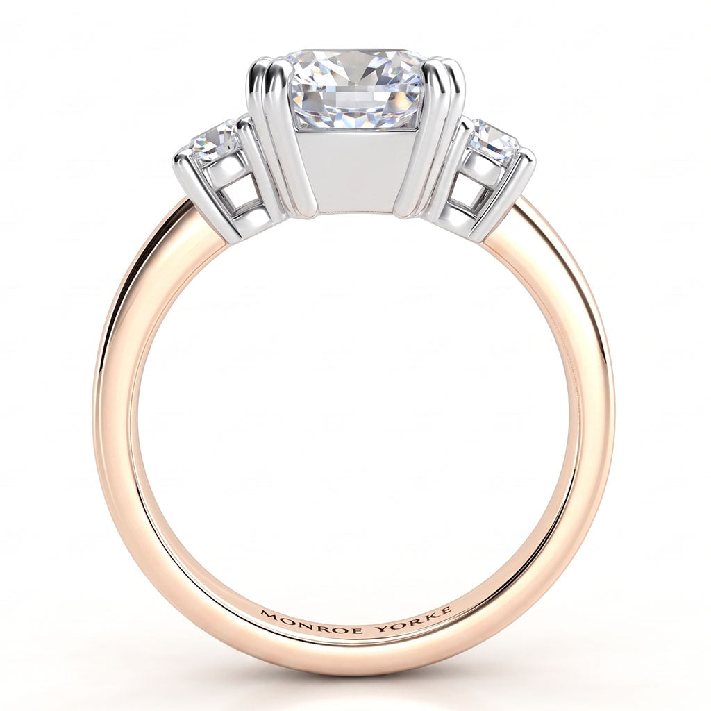 Meghan - Cushion Cut Three Stone Diamond Engagement Ring