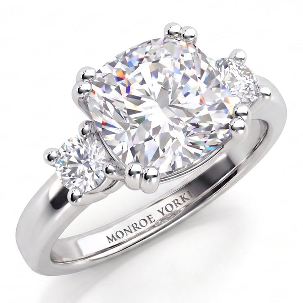 Meghan - Cushion Cut Three Stone Diamond Engagement Ring