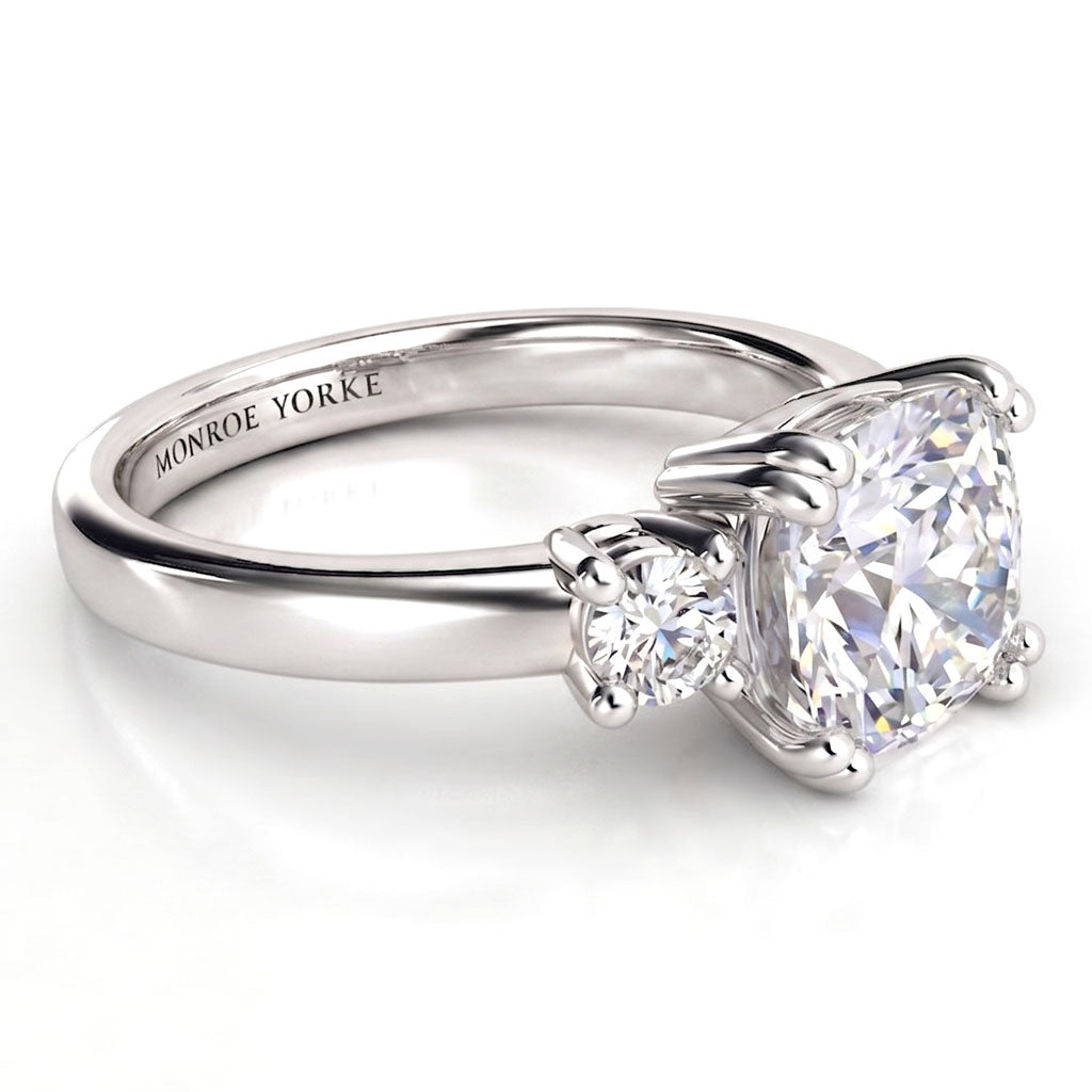 Meghan - Cushion Cut Three Stone Diamond Engagement Ring