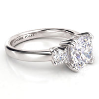 Meghan - Cushion Cut Three Stone Diamond Engagement Ring