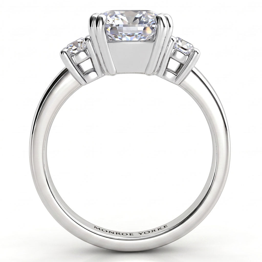 Meghan - Cushion Cut Three Stone Diamond Engagement Ring