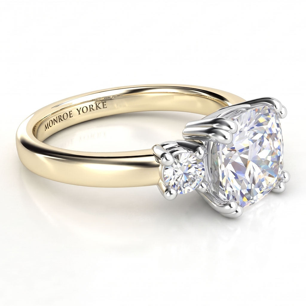 Meghan - Cushion Cut Three Stone Diamond Engagement Ring