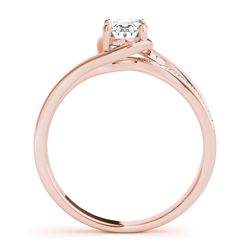 Nala in rose gold, angled view of the swirled shoulders