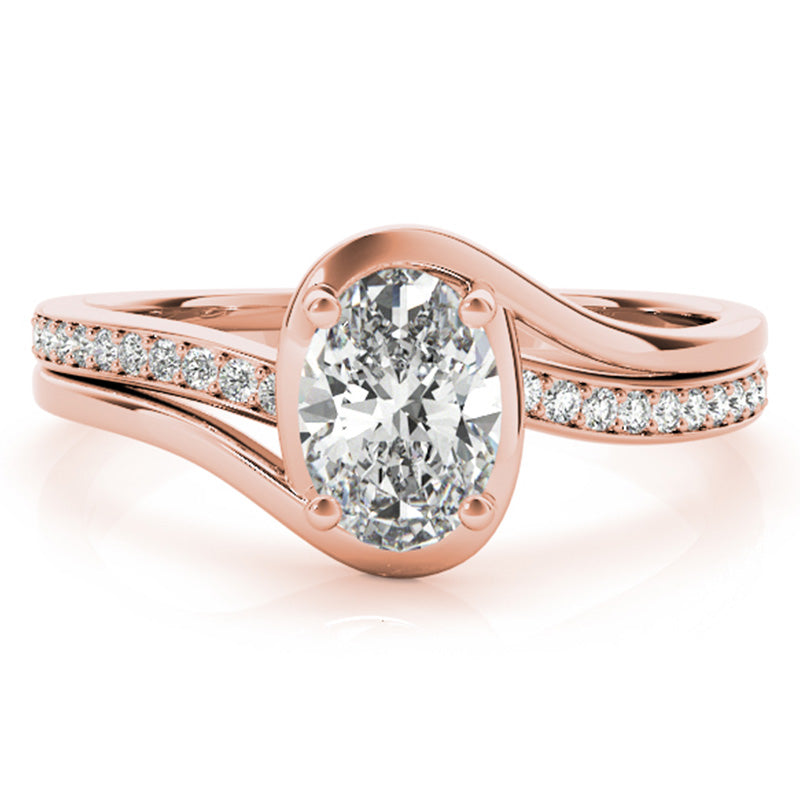 Nala artistic oval diamond engagement ring in 18ct rose gold, front view