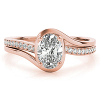 Nala artistic oval diamond engagement ring in 18ct rose gold, front view