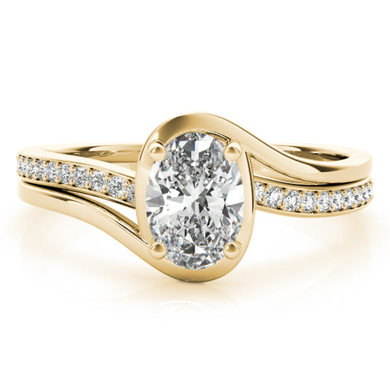 Nala artistic oval diamond engagement ring in 18ct yellow gold, front view