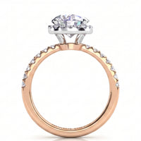 Orion rose gold engagement ring, round brilliant centre diamond with micro claw set accent diamonds along the shank.