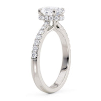 Paige hidden halo engagement ring in white gold, top view