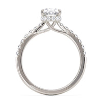Paige hidden halo engagement ring in white gold, profile view