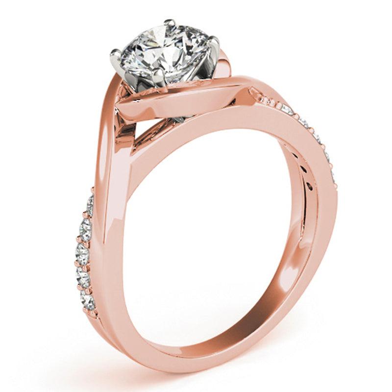 Piper rose gold wrap ring, side profile showing where the two ends of the band pass one another