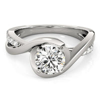 Piper white gold wrap ring, angled view showing the diamond set shoulders. Platinum
