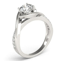 Piper white gold wrap ring, side profile showing where the two ends of the band pass one another. Platinum