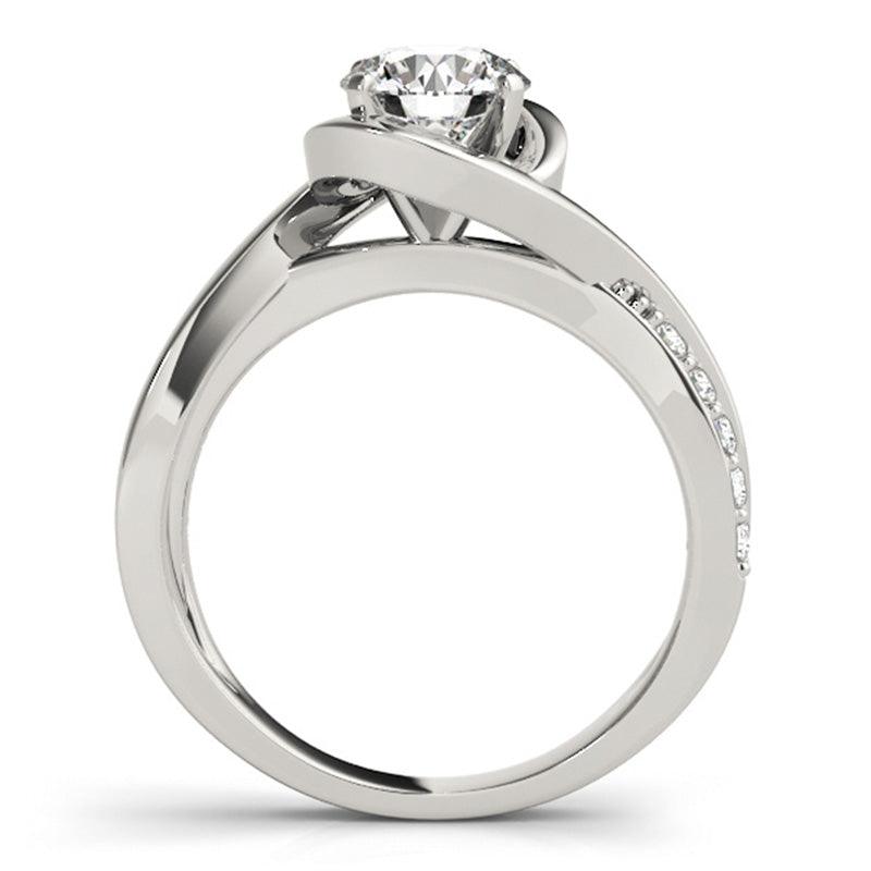 Piper white gold wrap ring, second side view showing the band profile. Platinum 
