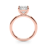 Melody - Side view. 3 carat princess cut diamond solitaire ring in all rose gold