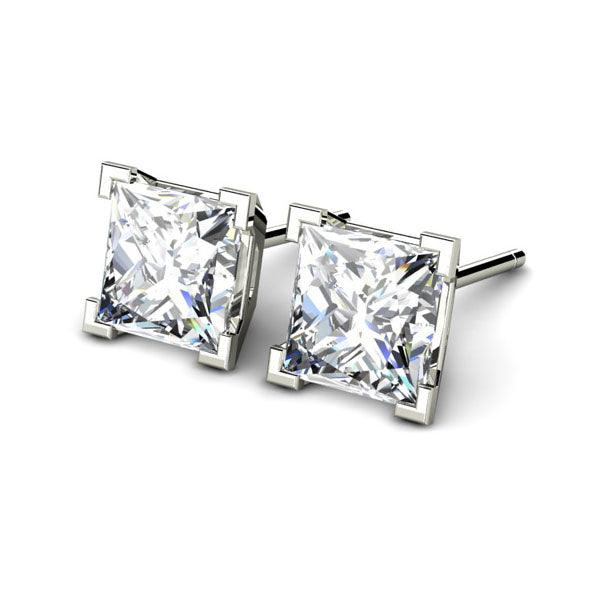 2 x 0.75 carat - 1.50 carat princess cut lab grown diamond ear studs
