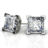 Madison - total 2.00 carat princess cut diamond ear studs