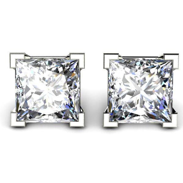 Madison IGI Cert Princess Cut Lab Grown Diamond Ear Studs E VS2 - Total 2.00 Carats