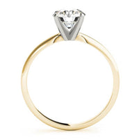 Promise yellow gold solitaire ring, second side view showing the band profile