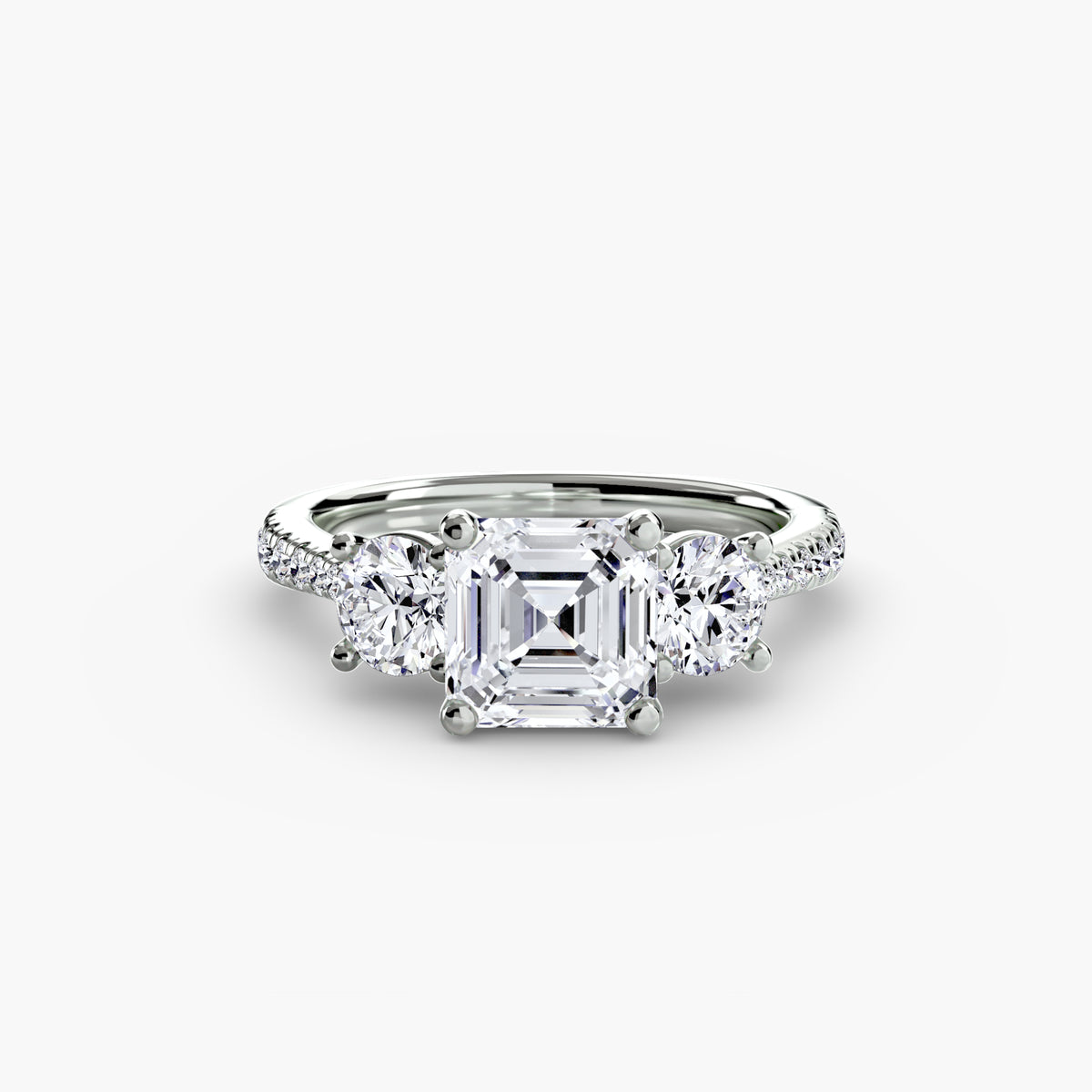 Three-Stone with Pavé Band — view 100