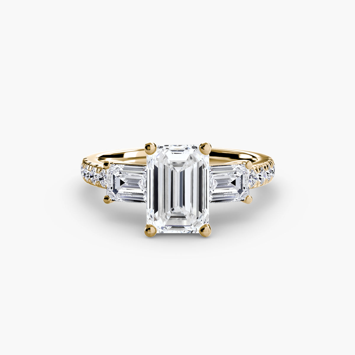 Three-Stone Ring with Pavé Band 4 — view 16
