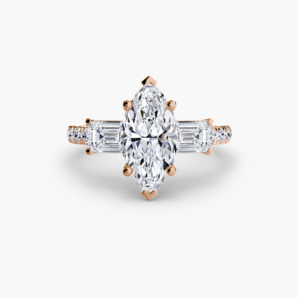 Three-Stone Ring with Pavé Band 4 — view 59