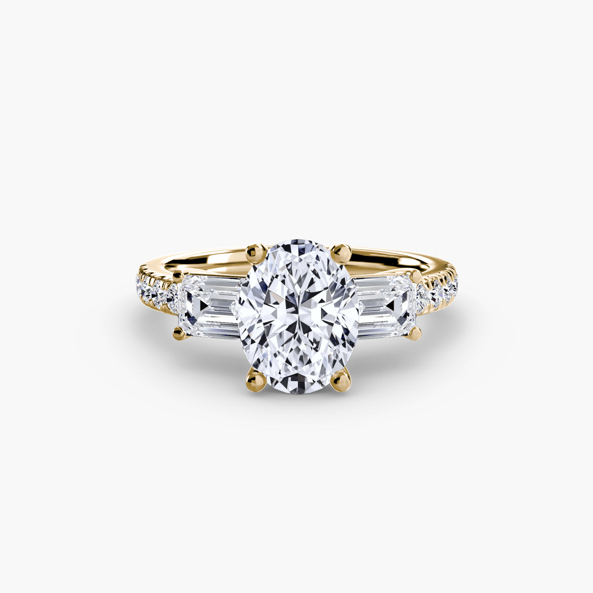Three-Stone Ring with Pavé Band 4 — view 72