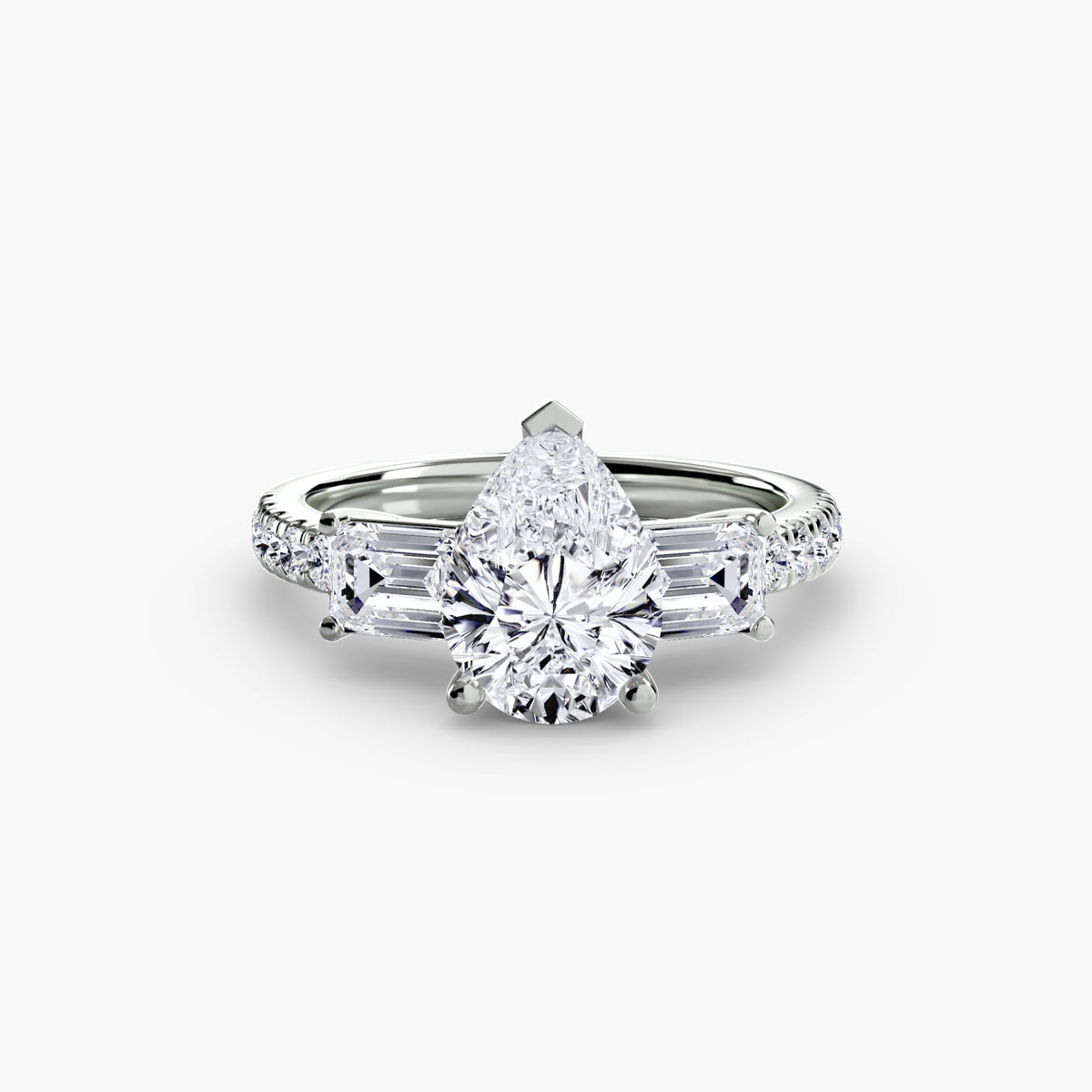 Three-Stone Ring with Pavé Band 4 — view 64