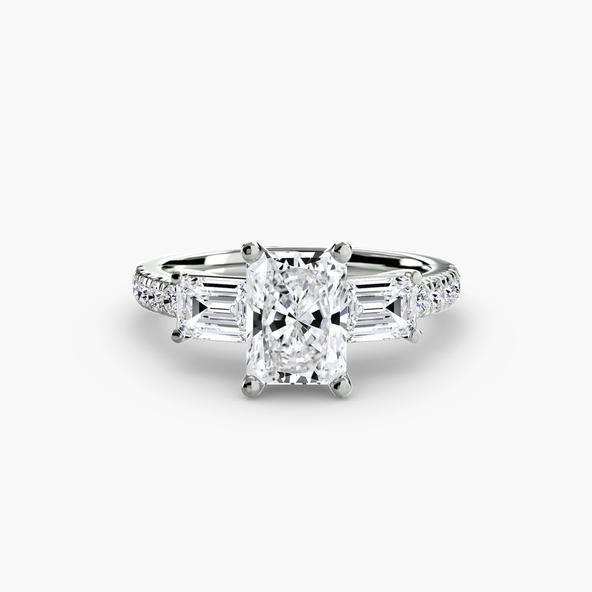 Three-Stone Ring with Pavé Band 4 — view 67