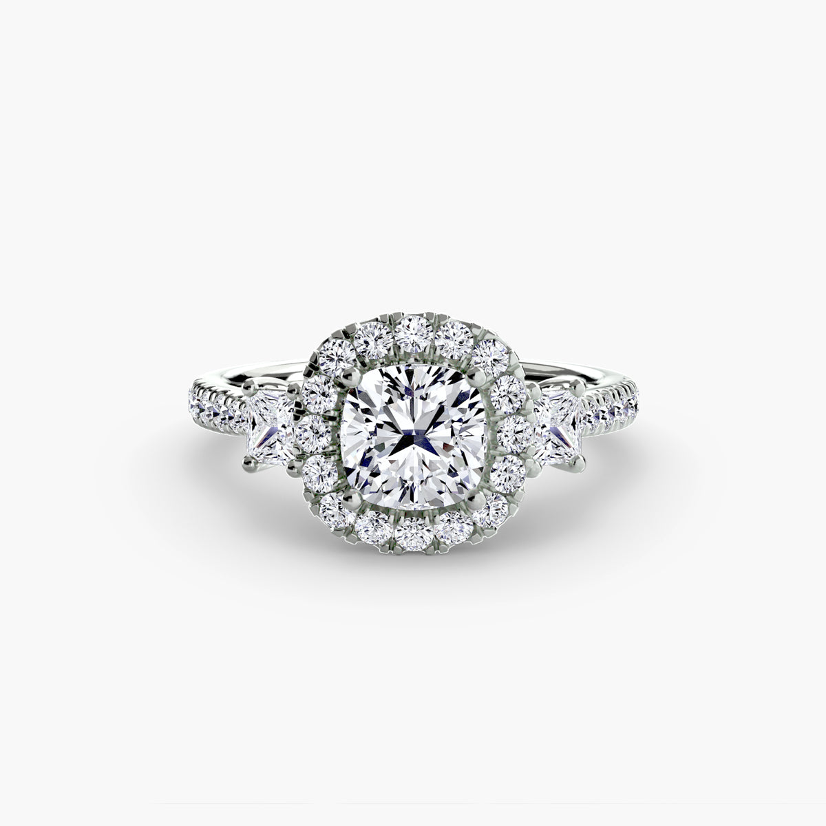 Three-Stone Ring with Halo 2 — view 4