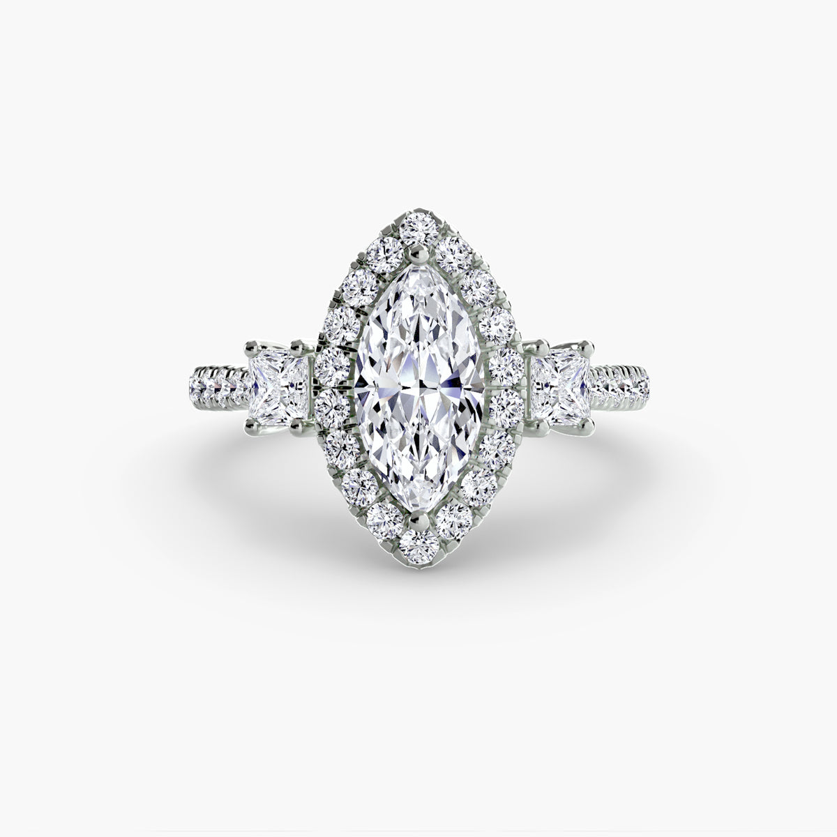 Three-Stone Ring with Halo 2 — view 101