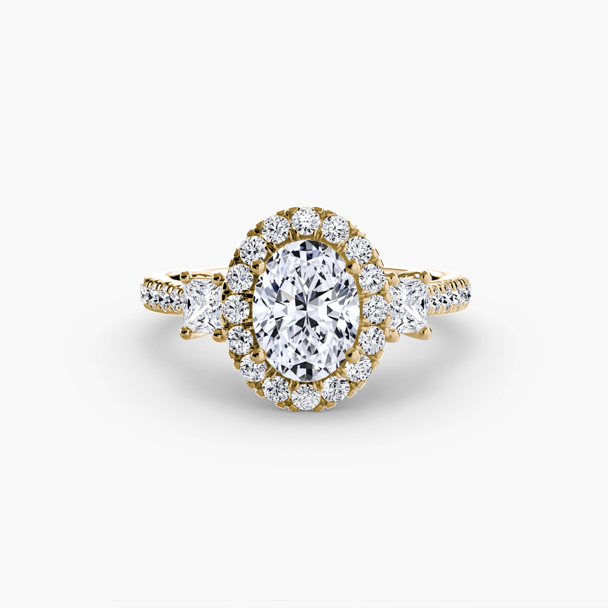 Three-Stone Ring with Halo 2 — view 15