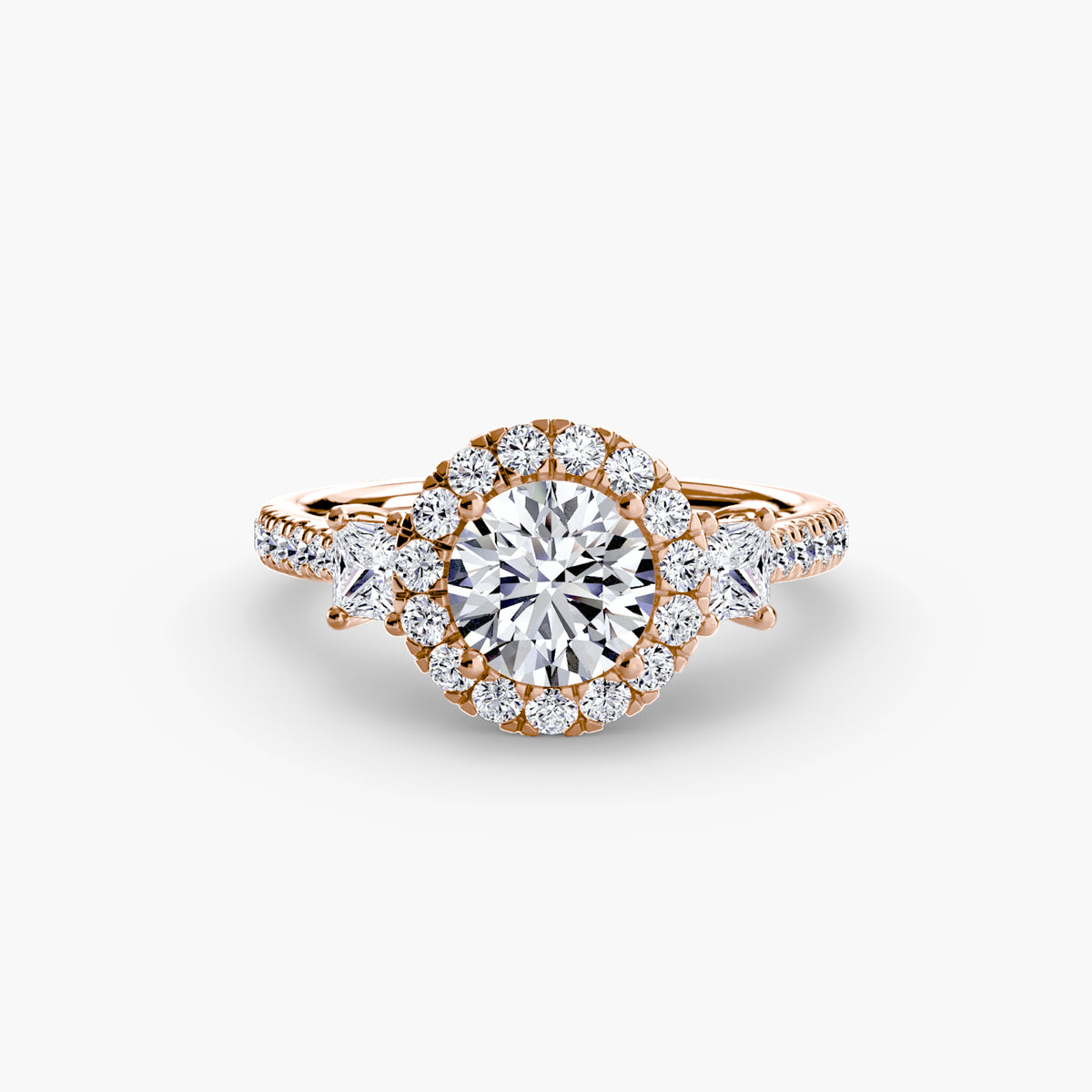 Three-Stone Ring with Halo 2 — view 52