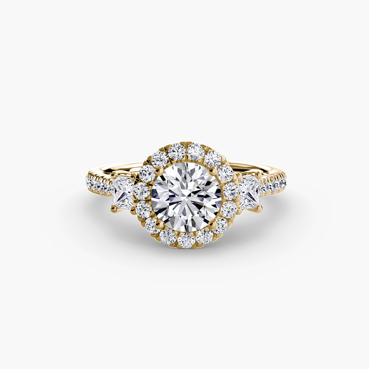 Three-Stone Ring with Halo 2 — view 12