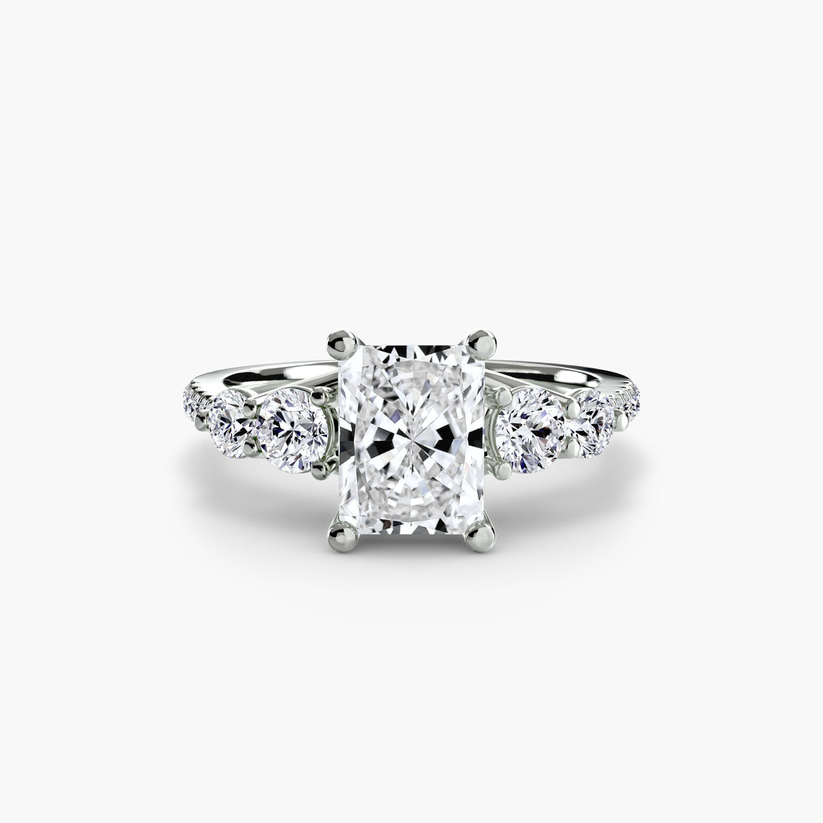 Five Stone Ring with Pavé Band — view 9