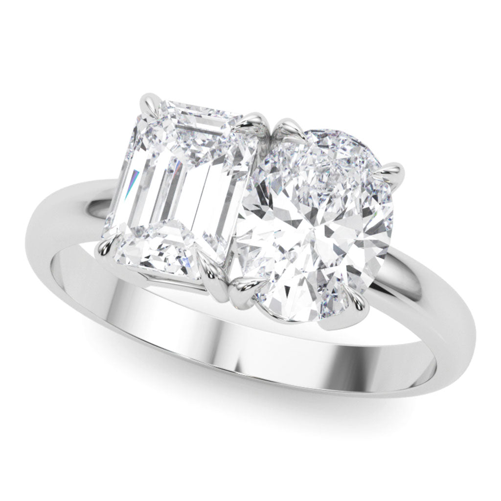 Renata – Toi et Moi Lab Grown Diamond Engagement Ring. Total 2.25 Carats — hand-finished lab grown engagement ring by Monroe Yorke Diamonds — view 2
