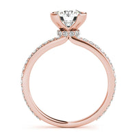Riley rose gold half rub-over ring, side profile showing the diamond set shoulders