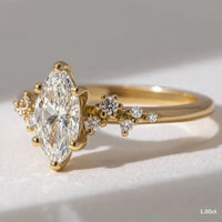 The Rosalie — Marquise Lab Grown Diamond Ring with Pavé Band thumbnail 2