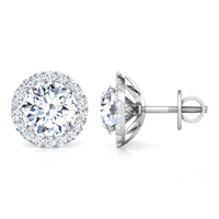 Chelsea - Diamond Stud Earrings with Halo. Total 1.30 & 2.40 Carats thumbnail 2