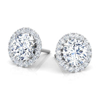 Chelsea - Diamond Stud Earrings with Halo. Total 1.30 & 2.40 Carats thumbnail 1