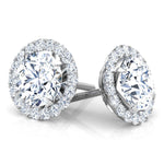 Chelsea - Diamond Studs Earrings with Halo. Total 1.30 & 2.40 Carats - Monroe Yorke Diamonds