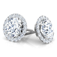 Chelsea - Diamond Stud Earrings with Halo. Total 1.30 & 2.40 Carats thumbnail 4