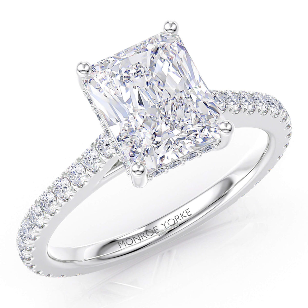 Seville — Radiant Cut Lab Grown Diamond Hidden Halo Engagement Ring — hand-finished lab grown engagement ring by Monroe Yorke Diamonds — view 5