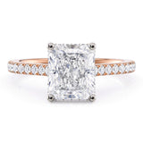 Seville Radiant Cut Diamond Engagement Ring with Hidden Halo – 18ct Rose Gold Romance